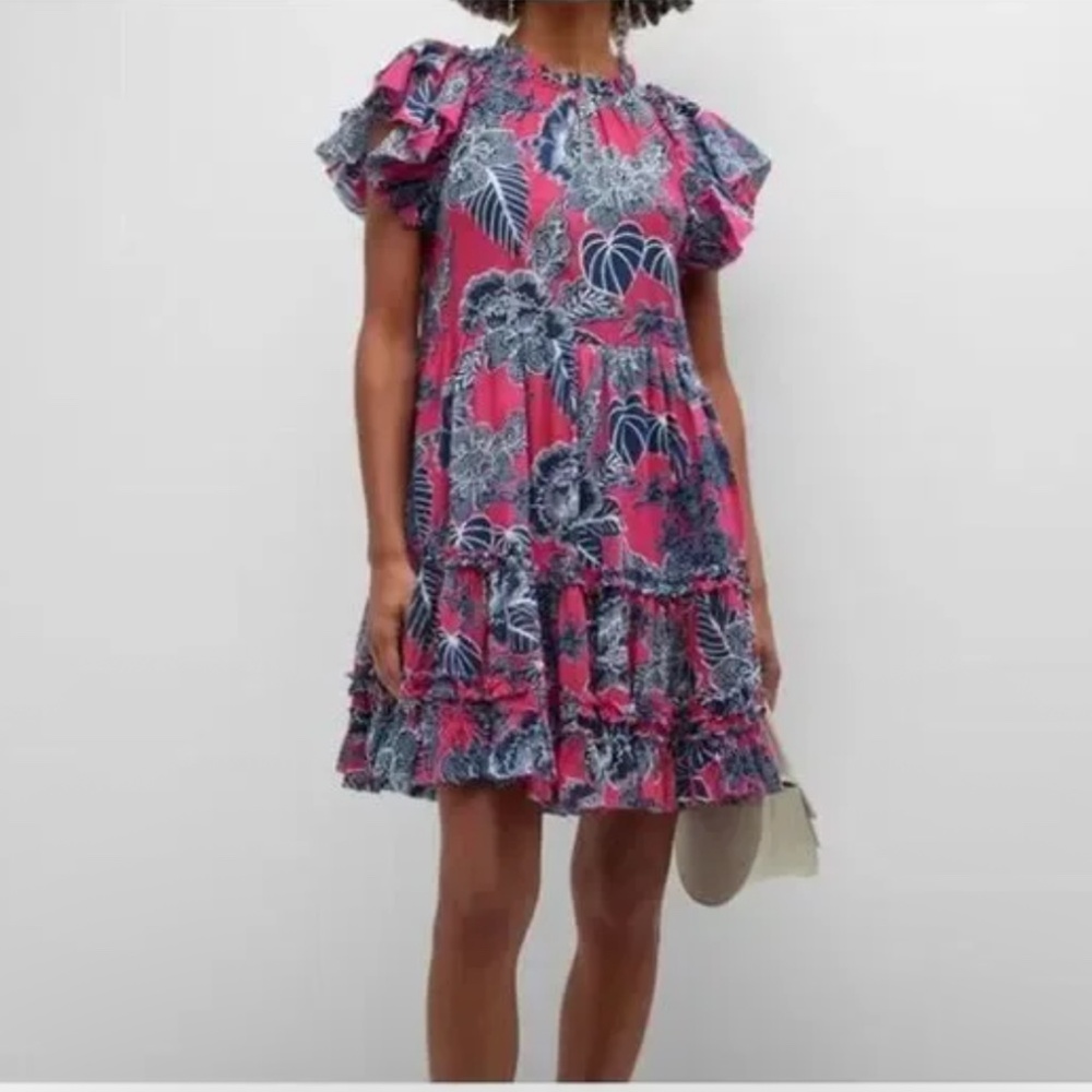 Anthropologie Love The Label Liana Ruffle Floral Mini Dress Size S MSRP $275